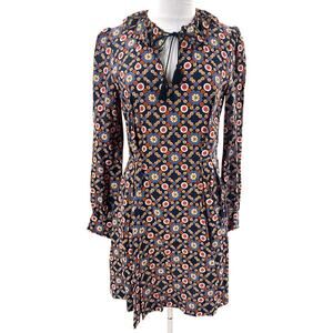 A.P.C. APC ruffle tie tassel neck mini dress sz 34